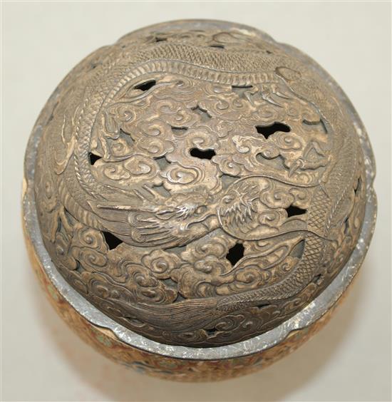 A Japanese Satsuma pottery tripod koro and a similar baluster vase, Meiji period, 13cm. (2)